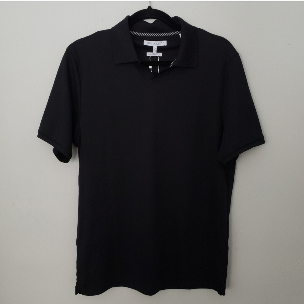 NWT vince camuto Pima cotton S black polo shirt